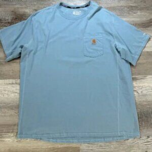 Carhartt Force 2XL Blue Cotton Pocket Tee Relaxed Fit Workwear T-Shirt